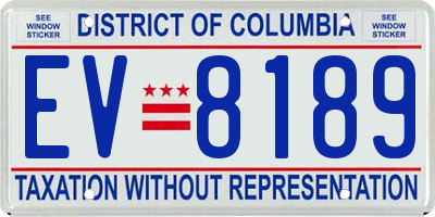 DC license plate EV8189