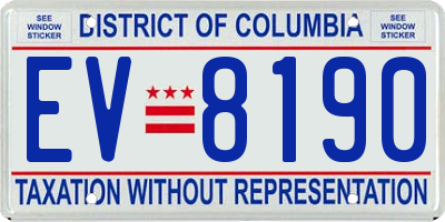 DC license plate EV8190
