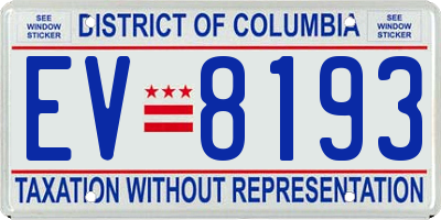 DC license plate EV8193