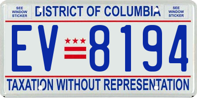 DC license plate EV8194