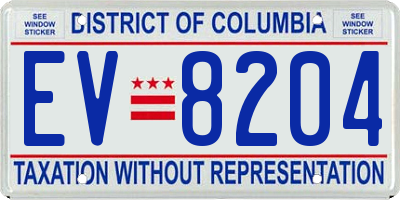DC license plate EV8204