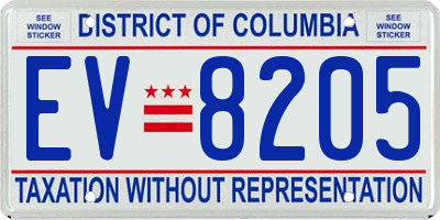 DC license plate EV8205