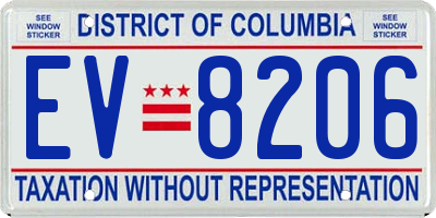 DC license plate EV8206