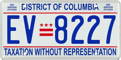 DC license plate EV8227