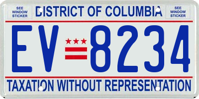 DC license plate EV8234