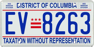 DC license plate EV8263