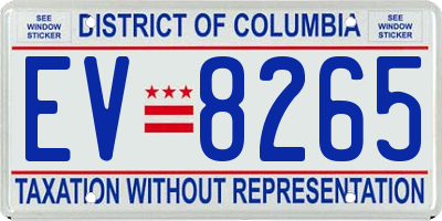 DC license plate EV8265