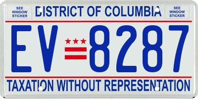 DC license plate EV8287