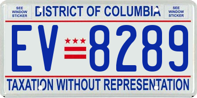 DC license plate EV8289