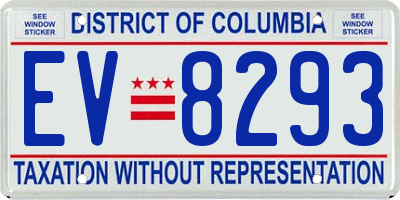 DC license plate EV8293