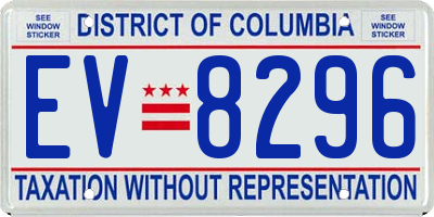 DC license plate EV8296