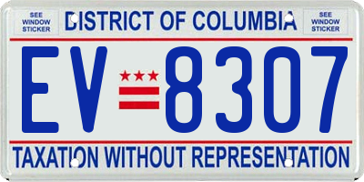 DC license plate EV8307