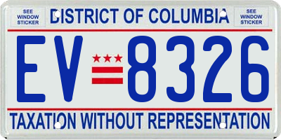 DC license plate EV8326