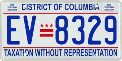 DC license plate EV8329