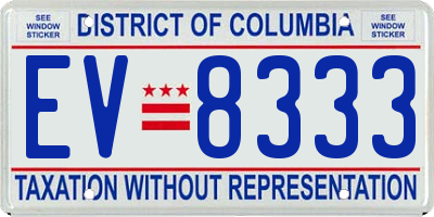 DC license plate EV8333