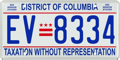 DC license plate EV8334