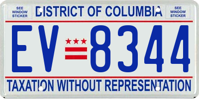 DC license plate EV8344