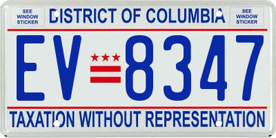 DC license plate EV8347