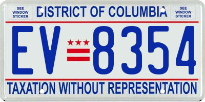 DC license plate EV8354