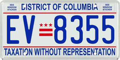 DC license plate EV8355