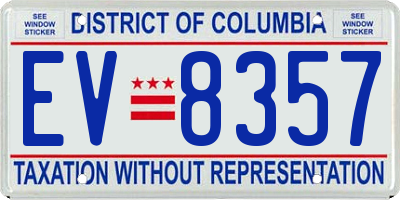 DC license plate EV8357