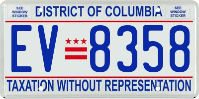 DC license plate EV8358