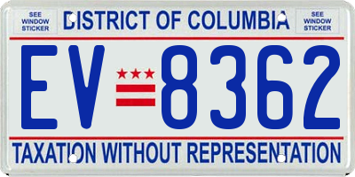 DC license plate EV8362
