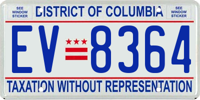 DC license plate EV8364