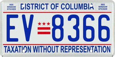 DC license plate EV8366