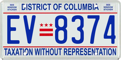 DC license plate EV8374