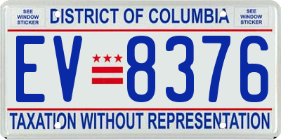 DC license plate EV8376