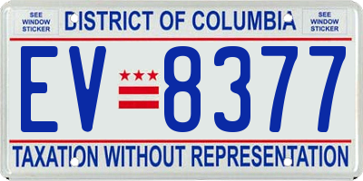 DC license plate EV8377