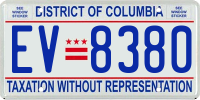 DC license plate EV8380