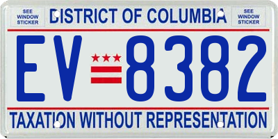 DC license plate EV8382