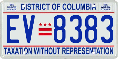 DC license plate EV8383