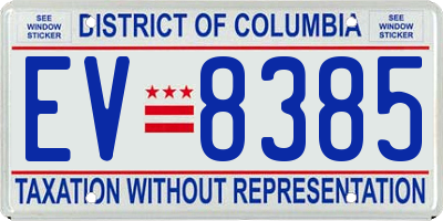 DC license plate EV8385