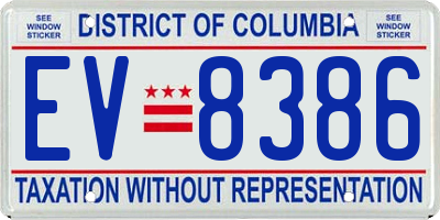DC license plate EV8386