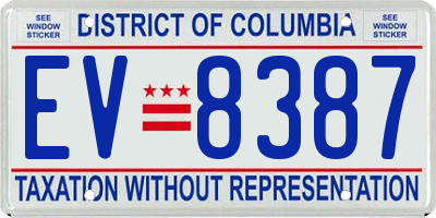 DC license plate EV8387