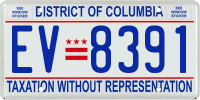 DC license plate EV8391