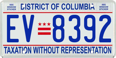 DC license plate EV8392