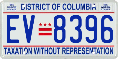 DC license plate EV8396