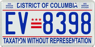 DC license plate EV8398