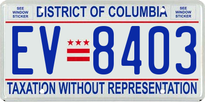 DC license plate EV8403