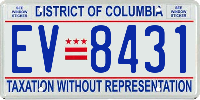 DC license plate EV8431