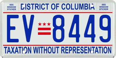 DC license plate EV8449
