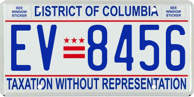 DC license plate EV8456