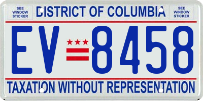 DC license plate EV8458
