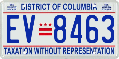 DC license plate EV8463