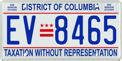 DC license plate EV8465