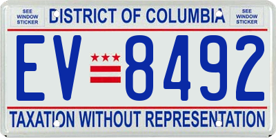 DC license plate EV8492